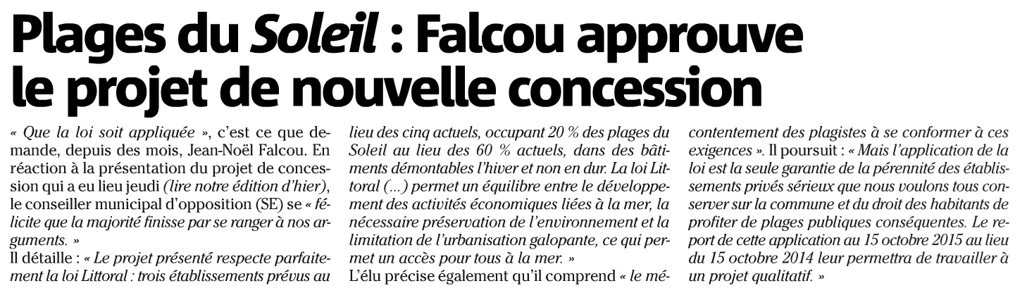 Falcou approuve le projet de nouvelle concession